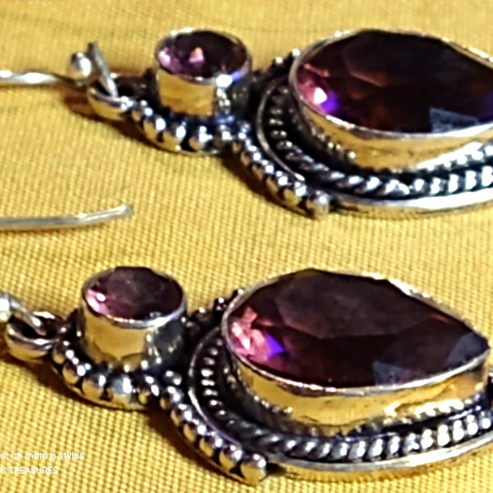 Amethyst Sterling Vintage Earrings. Nwt, 1.5" Long